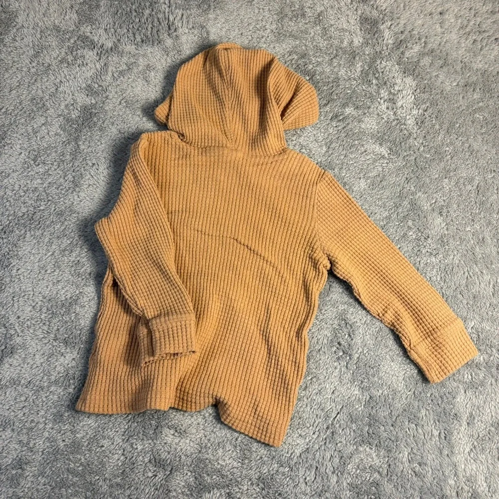OshKosh Bgosh Toddler Boys Waffle Knit Hoodie Mustard Yellow Tan 18M Pullover